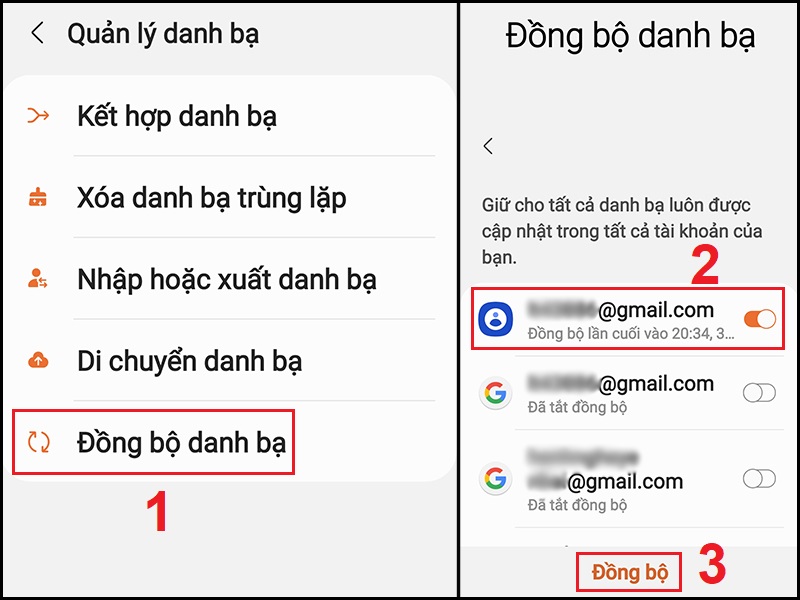 Đồng bộ danh bạ lên Samsung Account