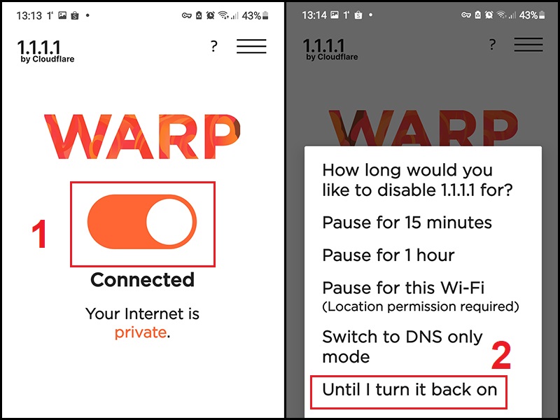 Tắt biểu tượng ch&igrave;a kh&oacute;a bằng c&aacute;ch tắt VPN