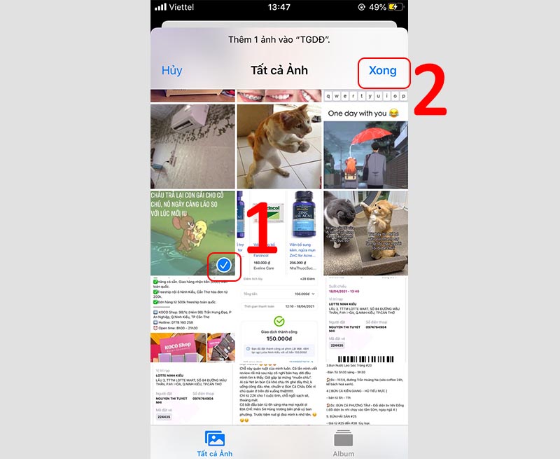 Chọn ảnh cần thêm