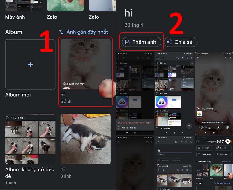 Chọn album cần thêm ảnh