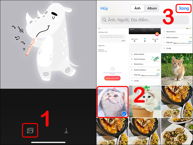 Chọn ảnh muốn th&ecirc;m l&agrave;m ảnh đại diện trong Tango