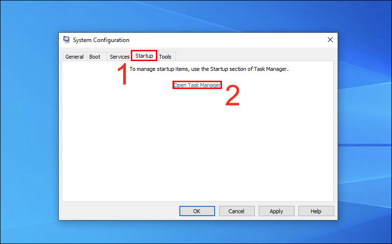 Chọn Startup rồi chọn Open Task Manager