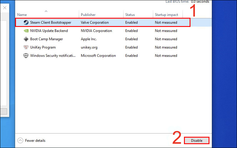 Chọn từng ứng dụng rồi nhấn Disable