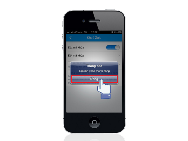 Bạn đã tạo khóa thành công chọn đóng.