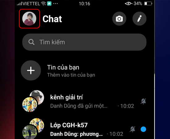 Bước 2: Tiếp theo chọn vào Avatar của mình.