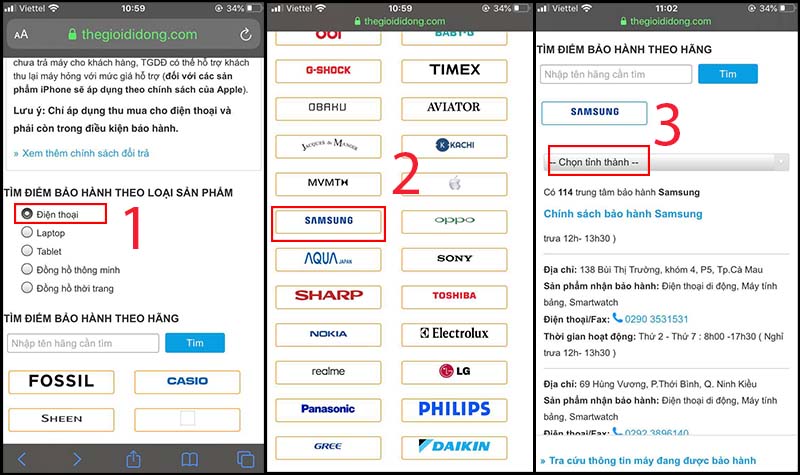  Tra trung t&acirc;m bảo h&agrave;nh tr&ecirc;n trang Thế Giới Di Động