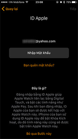 Ở đ&acirc;y m&igrave;nh đ&atilde; nhập t&agrave;i khoản id apple của m&aacute;y m&igrave;nh