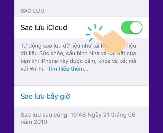 Bật Sao lưu