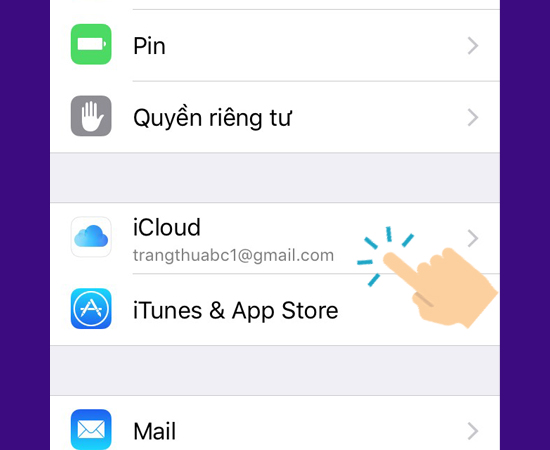 Chọn iCloud