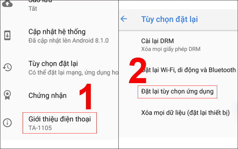 Chọn Tuỳ chọn đặt lại sau đó đặt lại tuỳ chọn ứng dụng