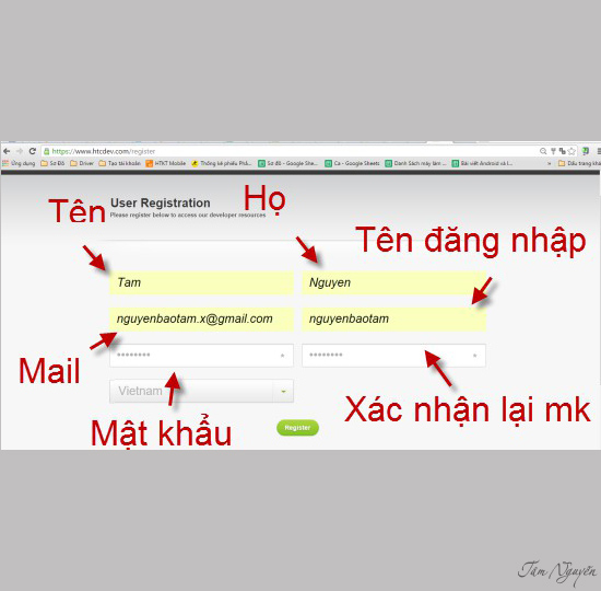 điền đầy đủ thông tin và địa chỉ hộp mail