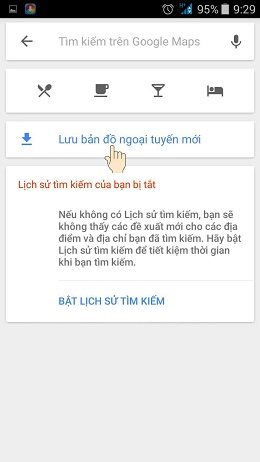 Chọn Lưu bản đồ ngoại tuyến mới