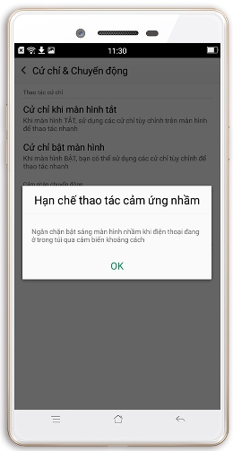 chế độ hạn chế cảm ứng nhầm
