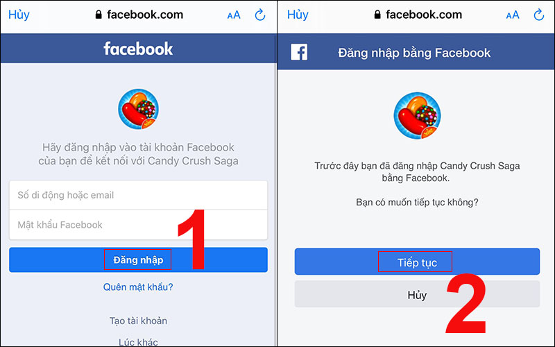 Đăng nhập Candy Crush Saga