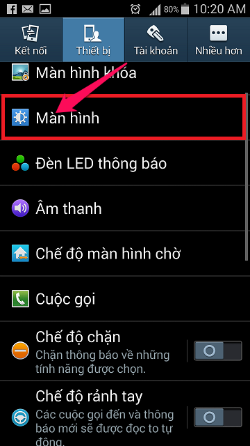 Bạn vào Màn hình