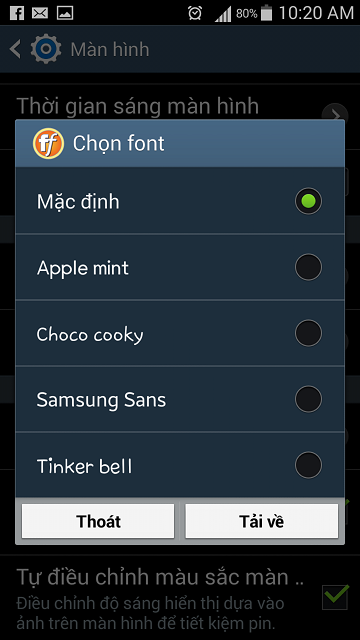 Bạn chọn vào kiểu font.