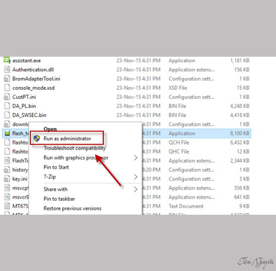 bật Flashtool với quyền admin