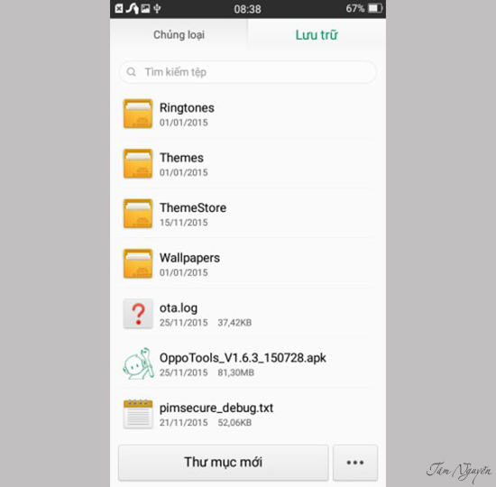 vào quản lý tập tin cài đặt Oppo tool