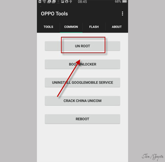 Khi chọn vào unroot máy đợi khoảng 1 phút