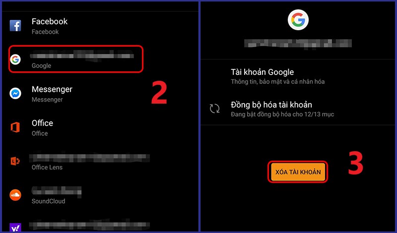 Xóa tài khoản Google