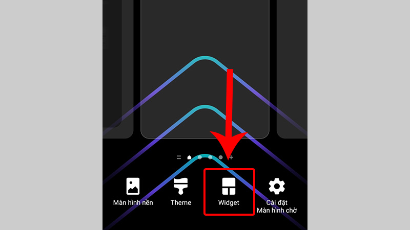 Nhấn đè lên khoảng trống trên màn hình chính và chọn Widget