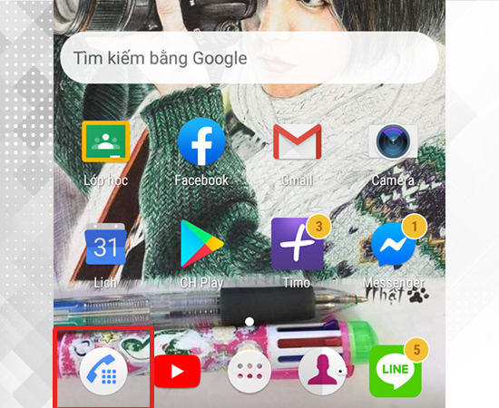 Bước 1/ Chọn v&agrave;o Điện thoại