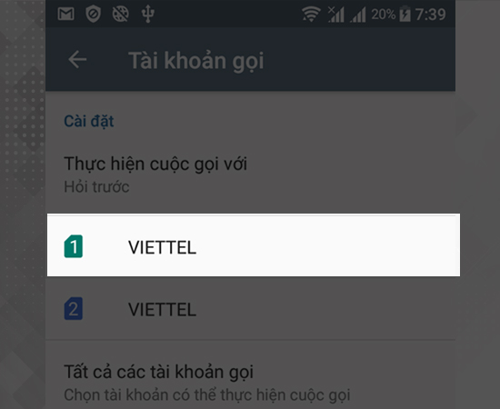 Bước 5/ Chuyển sim cần c&agrave;i đặt, ở đ&acirc;y m&igrave;nh chọn sim 1