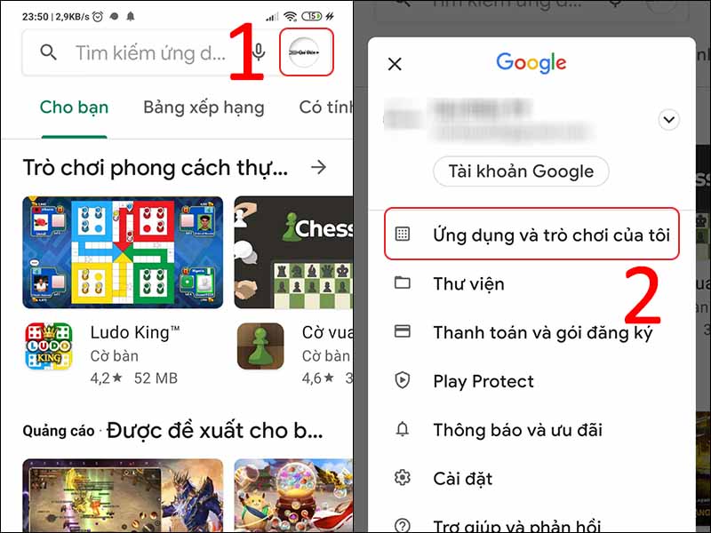 Vào CH Play để thực hiện cập nhật ứng dụng