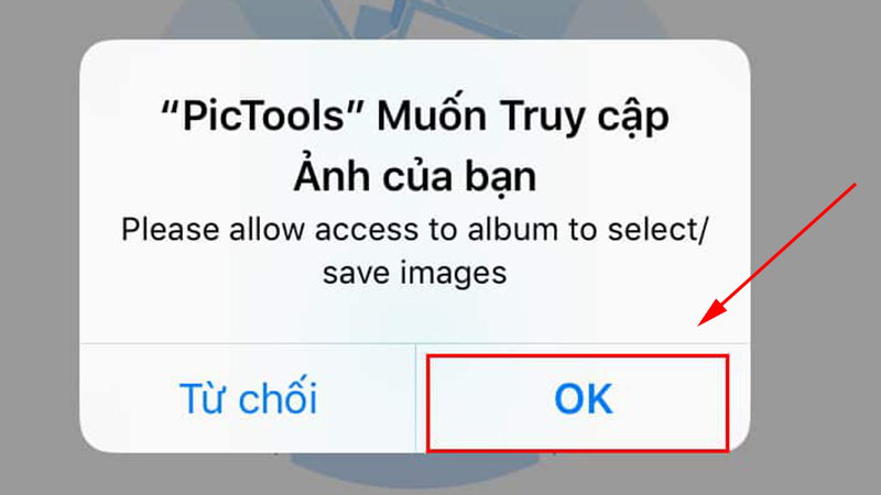 Cho phép PicTools truy cập vào Ảnh trên iPad của bạn