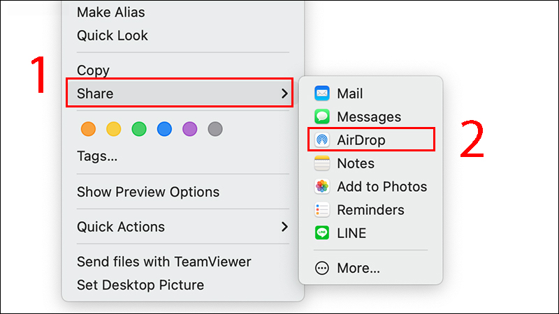 Gửi hình ảnh từ máy Mac sang iPad bằng AirDrop