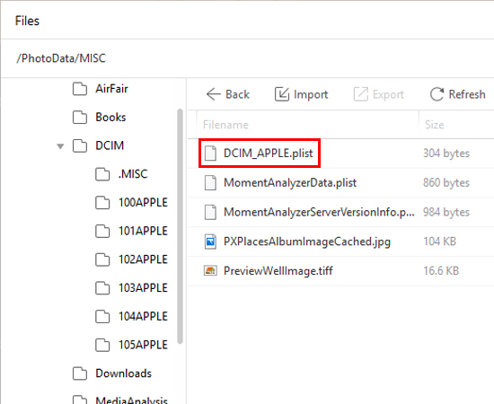 Cuối cùng, xóa file DCIM_APPLE.plist