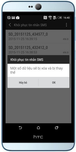 Chọn file tin nhắn cần khôi phục