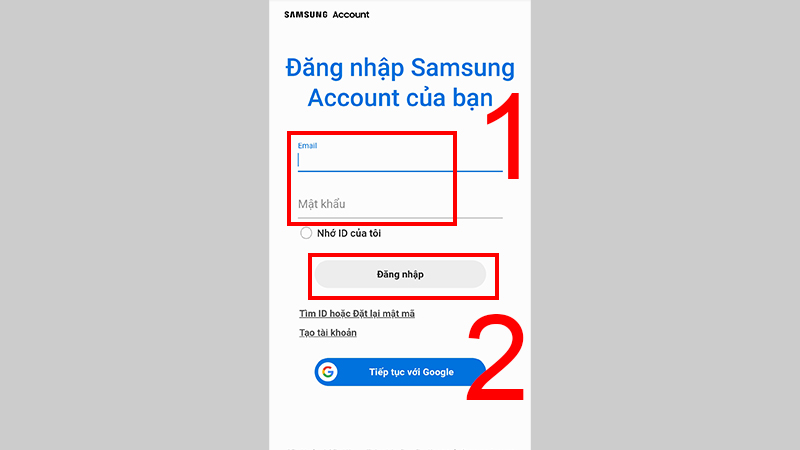 Đăng nhập Samsung Account
