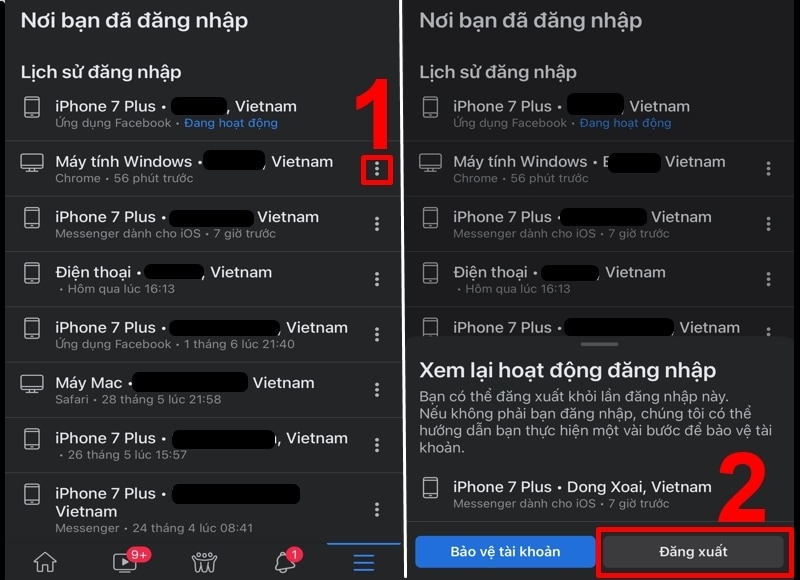 Đăng xuất Messenger hiện tại