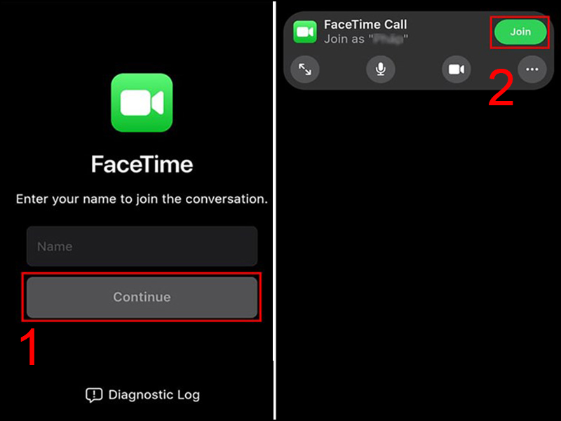 Vào link được gửi và sử dụng FaceTime