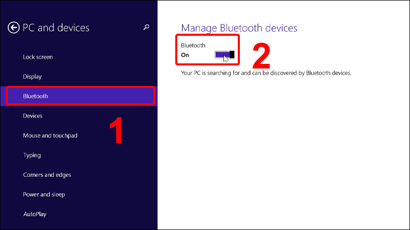 Bật Bluetooth trên Windows 8