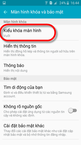 Chọn Kiểu khóa màn hình