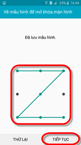 Vẽ mẫu hình sau đó chọn tiếp tục