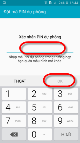 Xác nhận lại mã Pin sau đó chọn Ok 