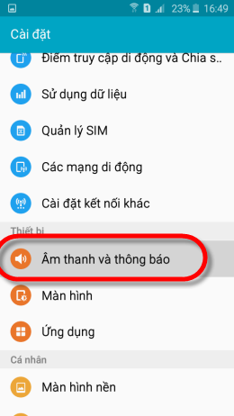 Chọn Âm thanh và thông báo