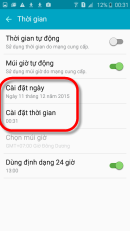 Và bây giờ các bạn có thể thay đổi thời gian trong đây.