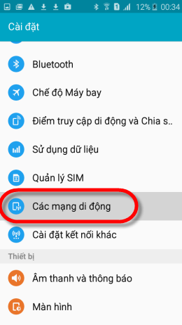 Chọn C&aacute;c Mạng Di Động