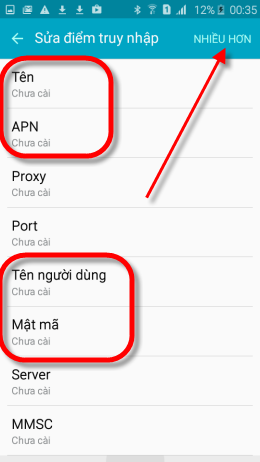 Nhập th&ocirc;ng tin nh&agrave; mạng sau đ&oacute; chọn Nhiều Hơn