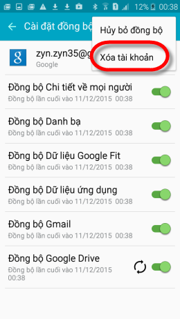 Chọn Xóa tài khoản 