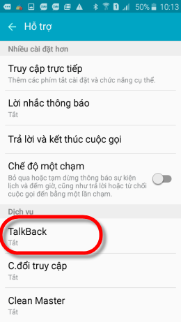 Chọn TalkBack