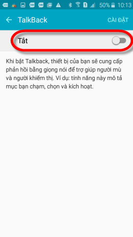 Bạn có thể bật tắt trợ năng trong đây.