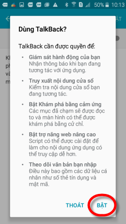 Chọn Bật là xong.
