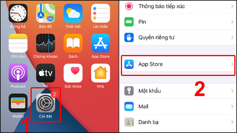 Chọn App Store trong phần cài đặt