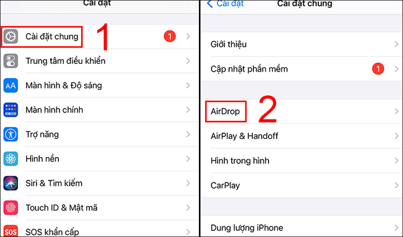 Cài đặt AirDrop trên điện thoại