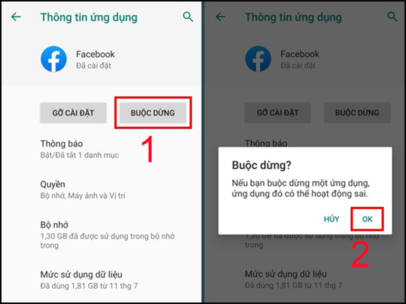 Buộc dừng ứng dụng